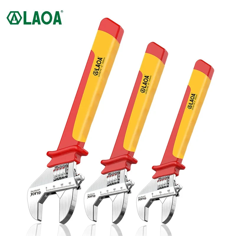 LAOA VDE Insulated Adjustable Wrench 6inch /8/10/12 inch 1000V Universal Spanner Electrician Maintenance Handle Hand Repair Tool