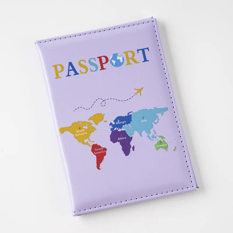 2025 New Color Letter Map Printed Passport Holder Passport Cover Ticket Clip Passport Wallet Travel Wallet ID Card Holder Unisex