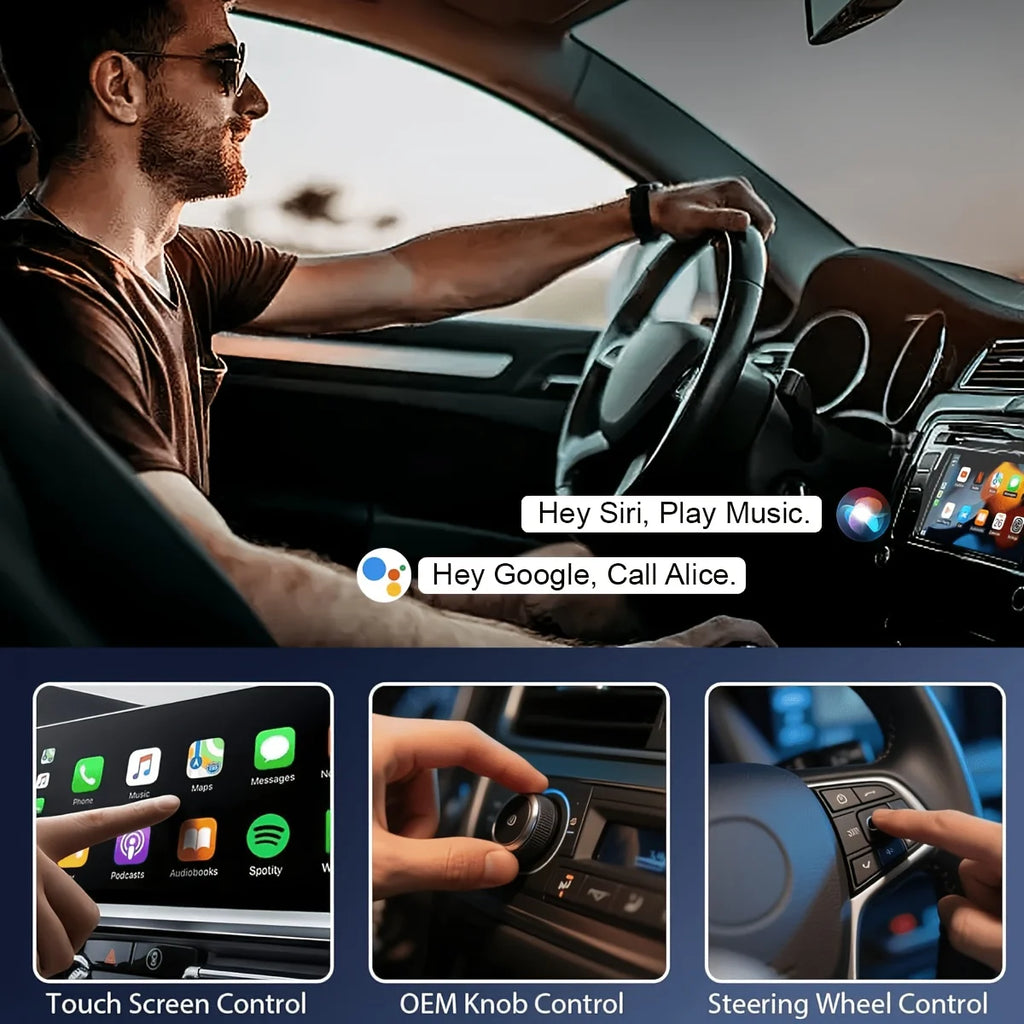 Magic Video Box, wireless CarPlay adapter, supports Netflix and YouTube streaming, plug-and-play, equipped with a TF card slot, compatible with Apple CarPlay and Android Auto video entertainment, in-car audio accessory, batte
