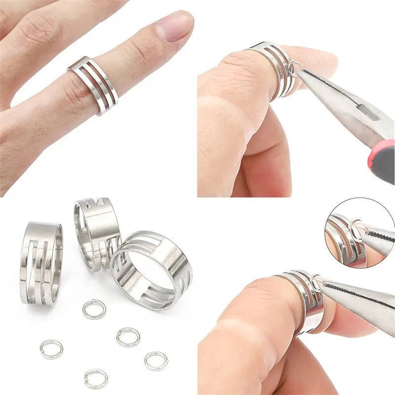 1Pc Stainless Steel Opening Jump Ring 18mm Round Circle Bead Plier Closed Finger Jewelry Tools for DIY Jewelry Making Tool