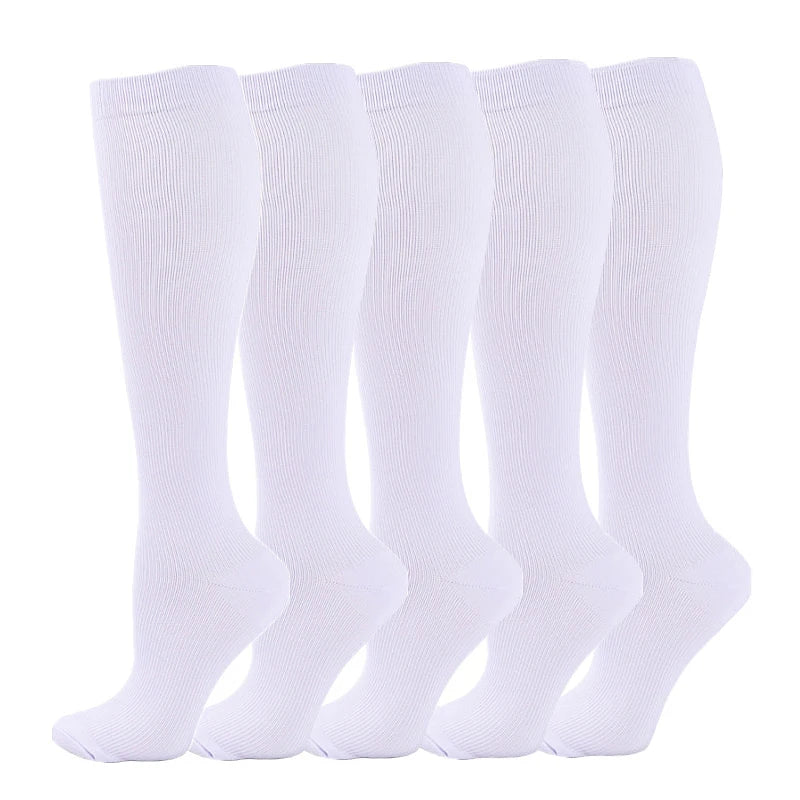 5 Pairs Compression Socks Women Medical Varicose Socks Diabetes Nurse Sports Socks Running Bicycle Basketball Football 20-30mmgh