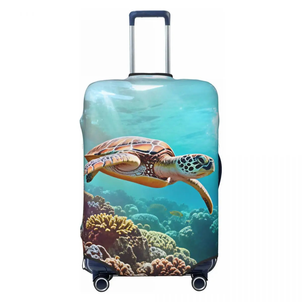 Funny Reflection Coral Reef Sea Turtle Fish Print Luggage Cover Protector Dust Proof Travel Suitcase Covers