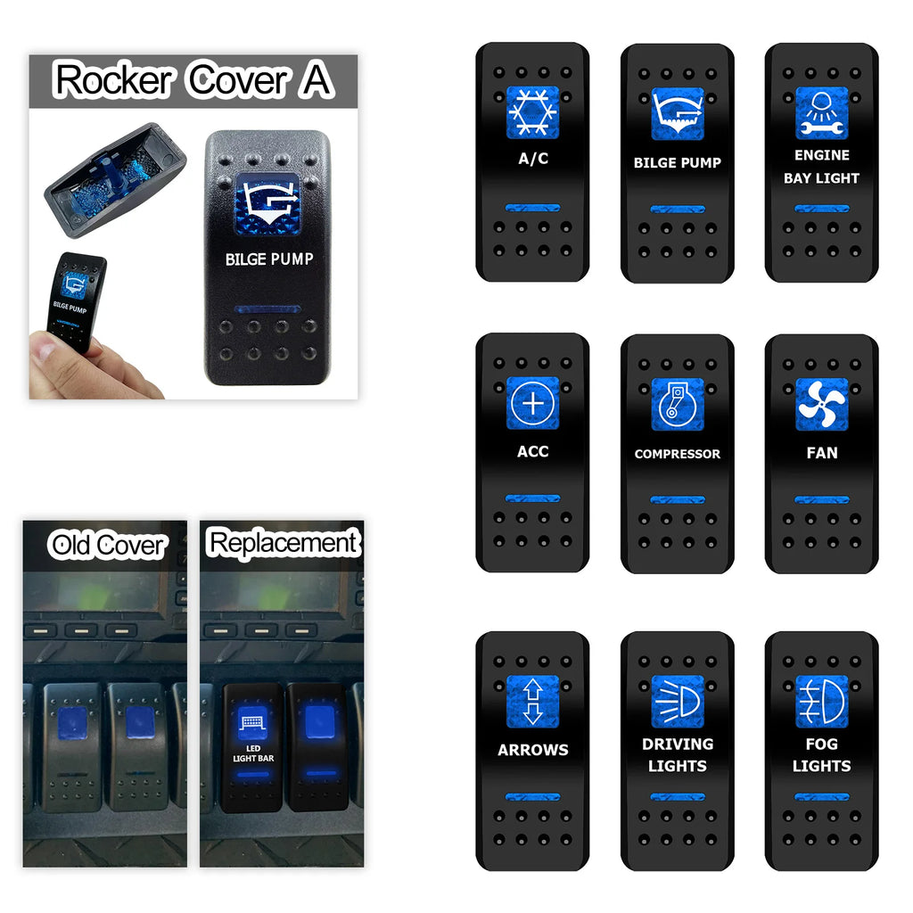 BANDC Rocker Switch Cover (No Switch) Anchor Bilge Pump Labels Cap for Car RV Marine Dash Panel Boat Accessories Carling Switch