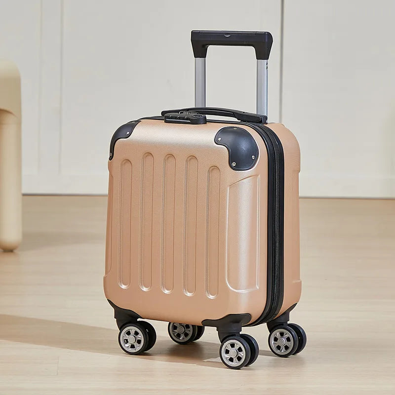 Fashionable Carry-On Luggage 14-inch Cabin-Size Suitcase Perfect for Short Trips Includes Cup Holder and Phone Holder Multi-Dire