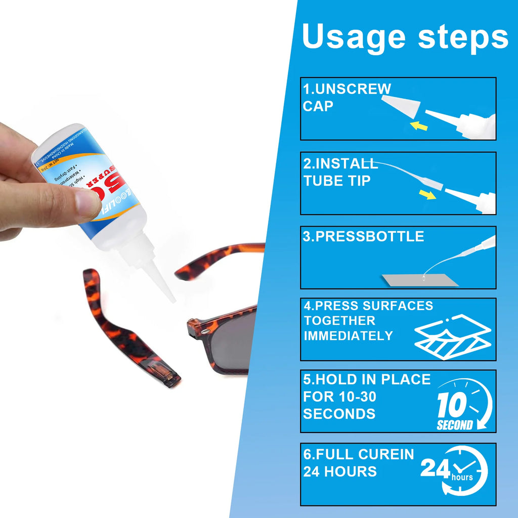 502 Super Glue Strong Adhesive Multi-Purpose Repair Glue for Plastic Metal Rubber Wood Ceramic DIY Craft Household Hand Tools