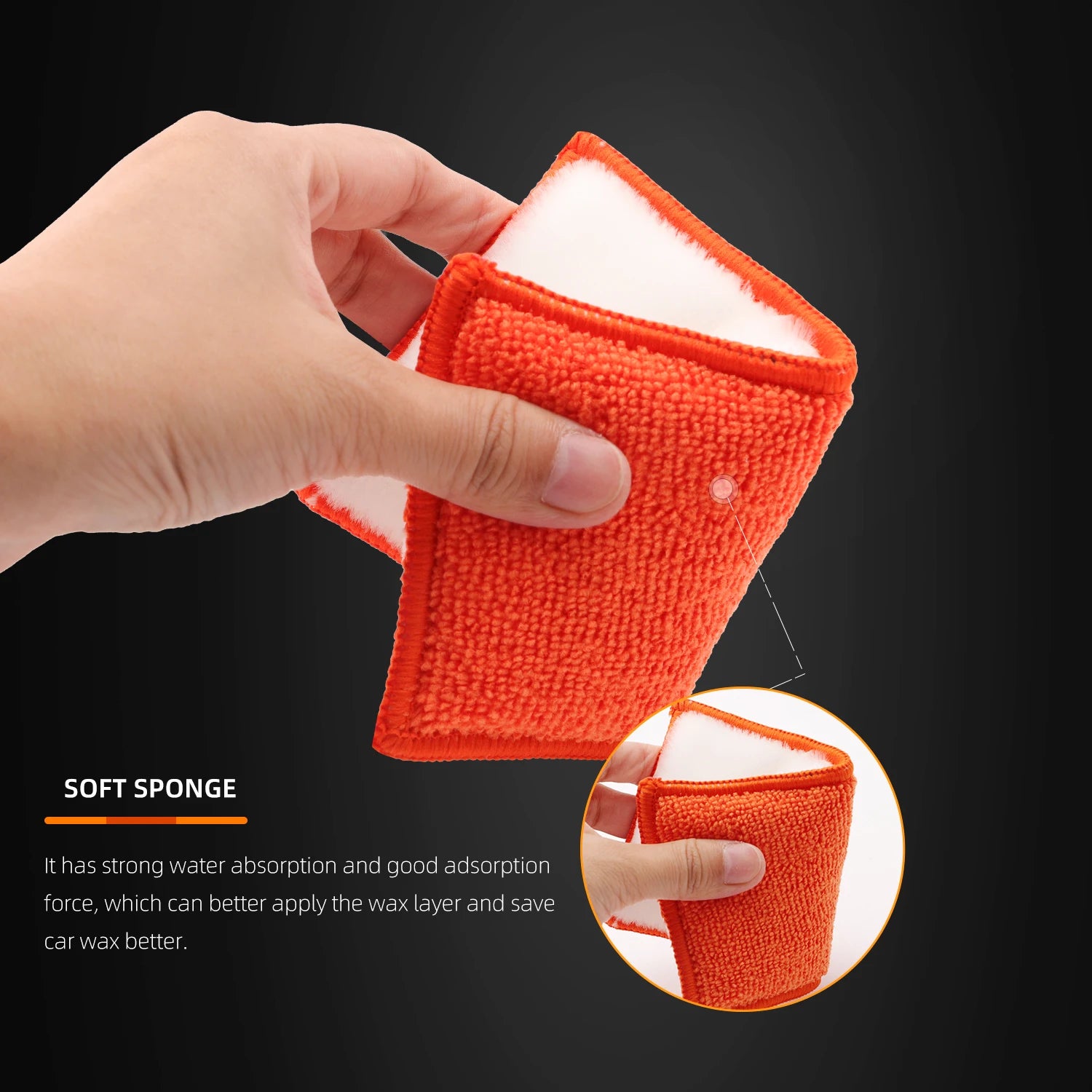 SPTA 1PC Microfiber Sponge Detailing Wax Applicator Pad for Auto Interior Cleaning Foam Waxing