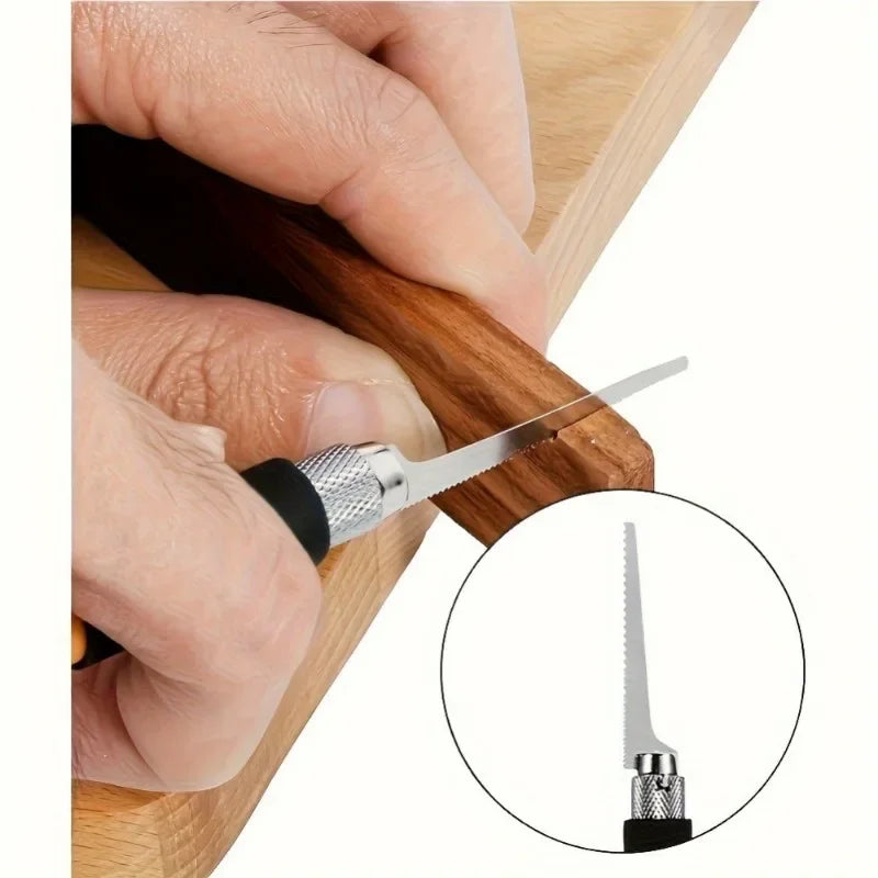 8-Piece Mini Hand Saw Model Craft Set DIY Precision Hobby Knife with Replaceable Steel Blades for Cutting Wood Crafts