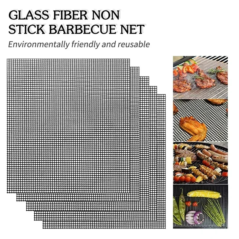 Non-Stick Grid Shape BBQ Mat Cooking Grilling Sheet Liner Fish Vegetable Smoker Grill Mats Barbecue Supplies Tools