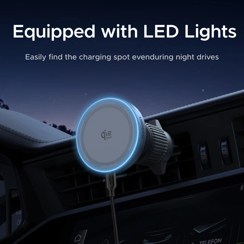 UGREEN Qi2.2 25W 15W Magnetic Car Phone Holder Wireless Charger Stand For iPhone 17 16 Pro Max Charging for Magsafe Car Charger
