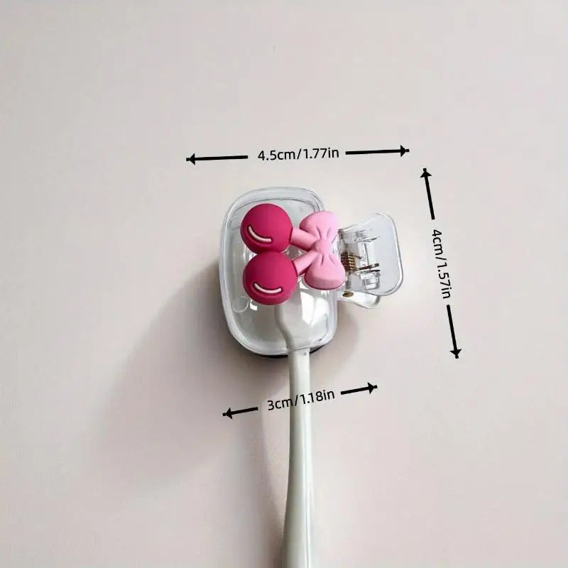Cherry Bow Design Toothbrush Head Case Protective Cap For Kids Travel Dustproof Oral Care Accessory