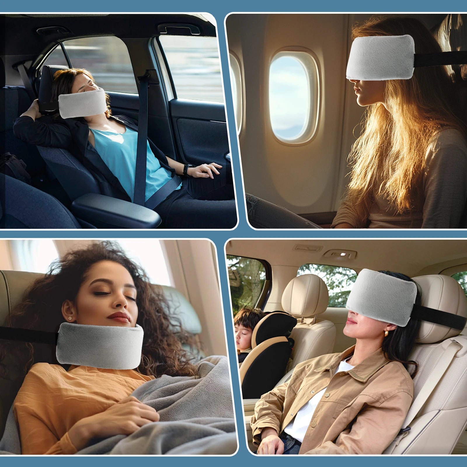 2Pcs Travel Pillow Neck Pillow Alternative Adjustable Head Support Strap Comfortable Airplane Head Straps for Airplanes and Cars