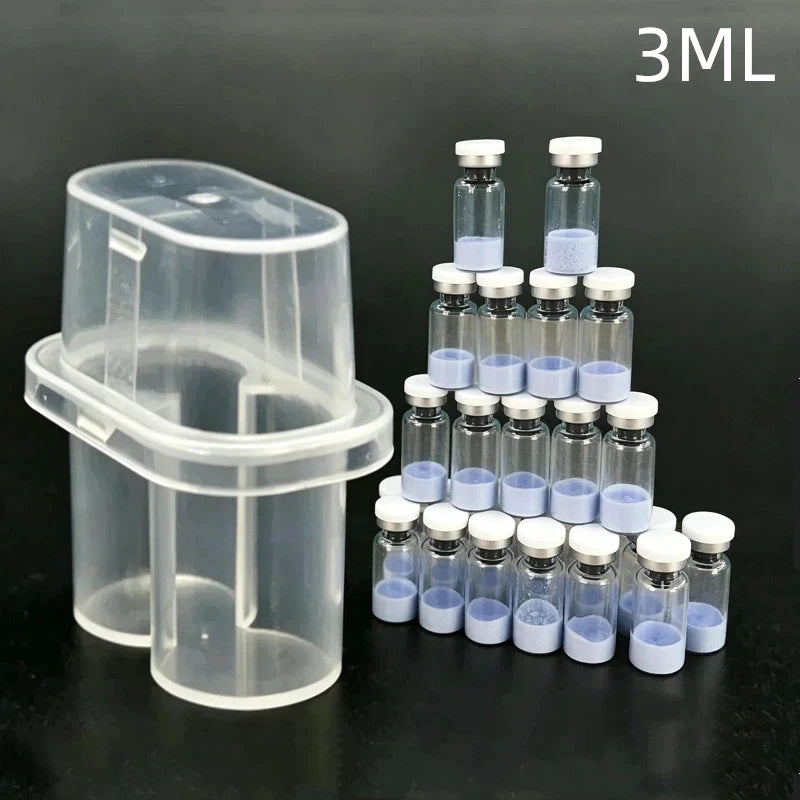 2-Slot 3ml Vial Storage Box Plastic Peptide Storage Case for Freezer Tube Stackable Vial Organizer Box Clear Peptide Case