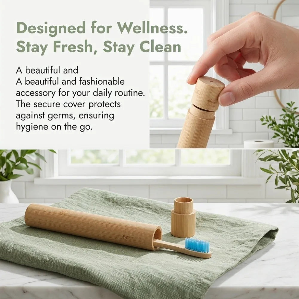 Bamboo Toothbrush Holder Natural Eco Friendly Toothbrush Protect Box With Cover Tubular Travel Toothbrush Case