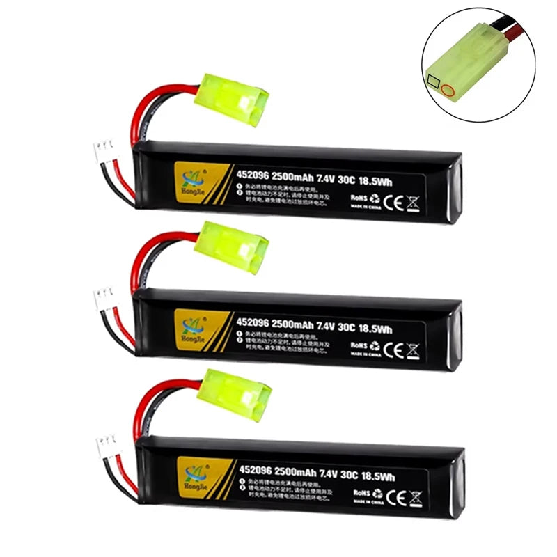 7.4V 2500mAh Lipo Battery Split Connection for Water Gun 2S 7.4V Battery for Mini Airsoft BB Air Pistol Electric Toys Guns Parts