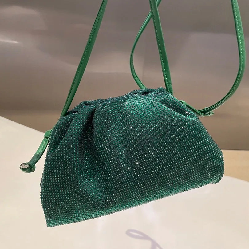 Luxury Designer Glitter Rhinestone Diamond Cloud Bag Evening Bag Wedding Party Clutch Purse Women Handbag Shoulder Messenger Bag