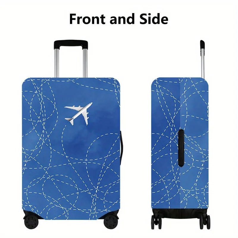 Airplane-Printed Luggage Cover, Dust-Proof Stretch Travel Accessory, Fits 18–32-Inch Suitcases