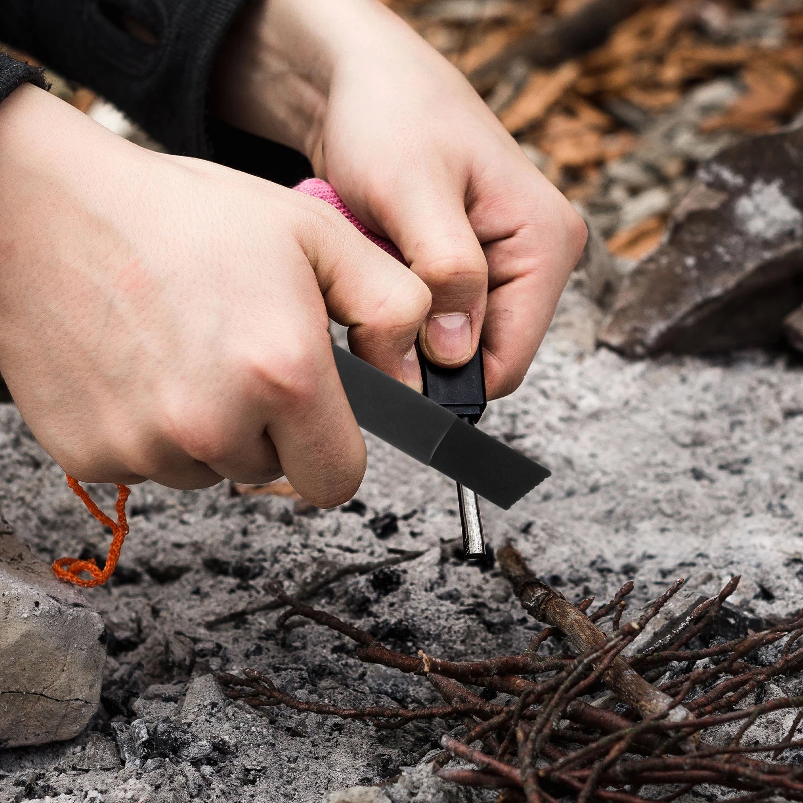 10pcs Fire Scraper Flint Starter Emergency Black Survival Lightweight Portable Camping Hiking Outdoor Accessories Magnesium Rods