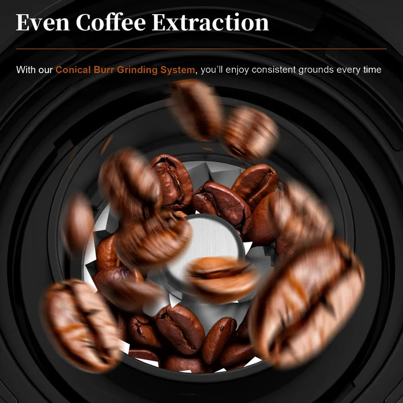 Coffee Bean Grinder Conical Burr Coffee Grinder Electric with 25 Adjustable Grind Settings for Espresso French Press 2-12 Cups