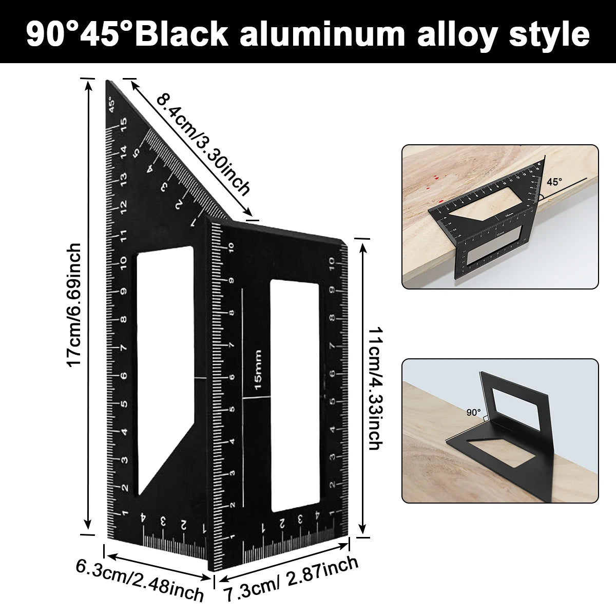 Multifunctional Angle Ruler 45° 90° Aluminum Alloy Ruler Accurate Woodworking Square Angle Ruler Marking Gauge Carpenter Tool