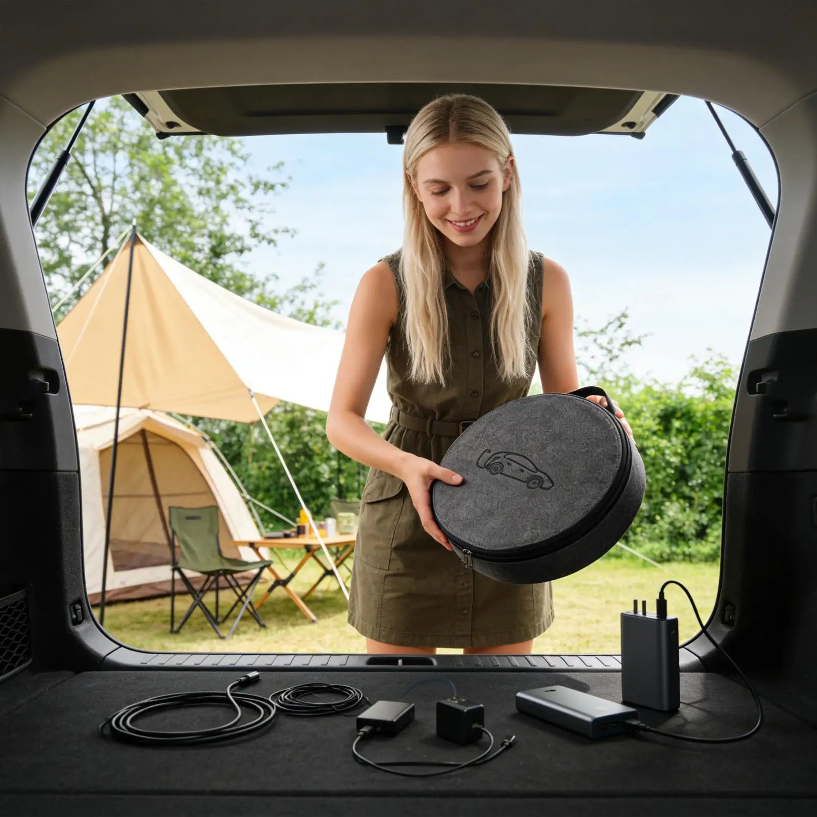 New Energy Vehicle Charging Gun Storage Bag Portable EV Charger Bag General Adjustable compartments Storage Bag