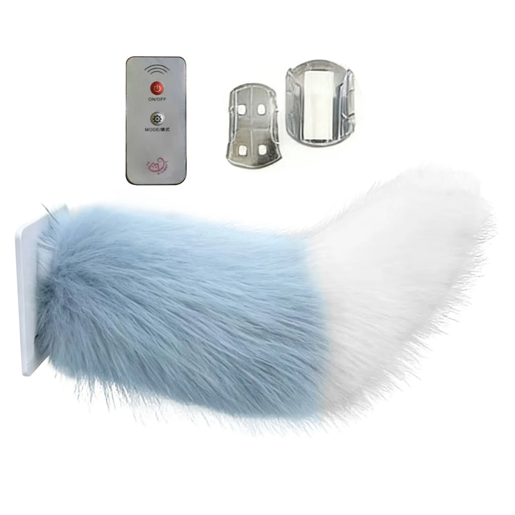 Remote Control Electric Wagging Fox Tail for Scooter Plush Faux Fur Car Rear Decoration Moving Animal Tail Accessory