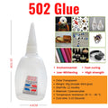 2pcs 50g 502 Super Glue Instant Dry Cyanoacrylate Strong Adhesive Office Supplies Quick Bond Leather Glass Metal Fast Glue