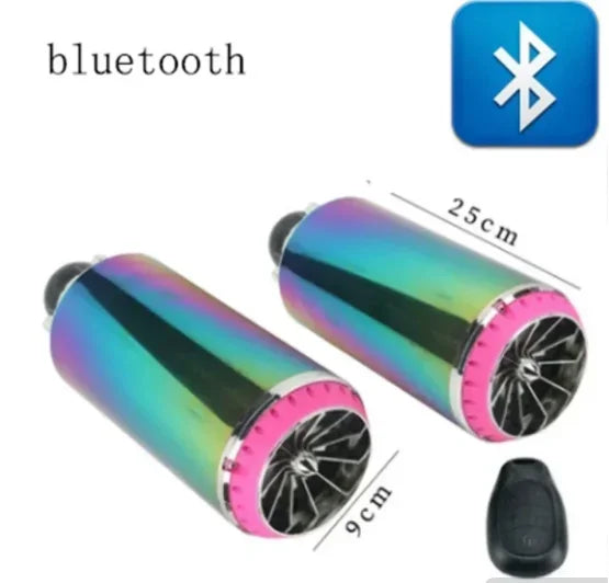 1pair Exhaust Pipe Motorcycle Electric Car Audio Bluetooth Subwoofer Plated Speaker