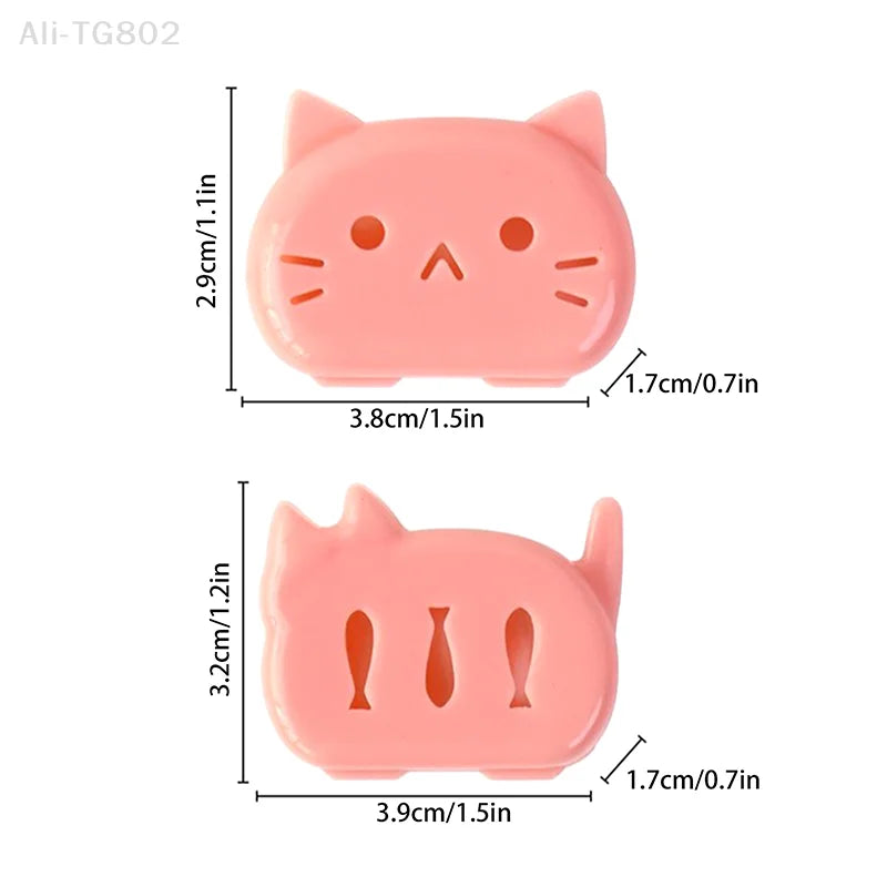 4pcs Cat Shape Toothbrush Protector Caps Portable Travel Toothbrush Head Covers Household Plastic Clip for Toothbrush Safety