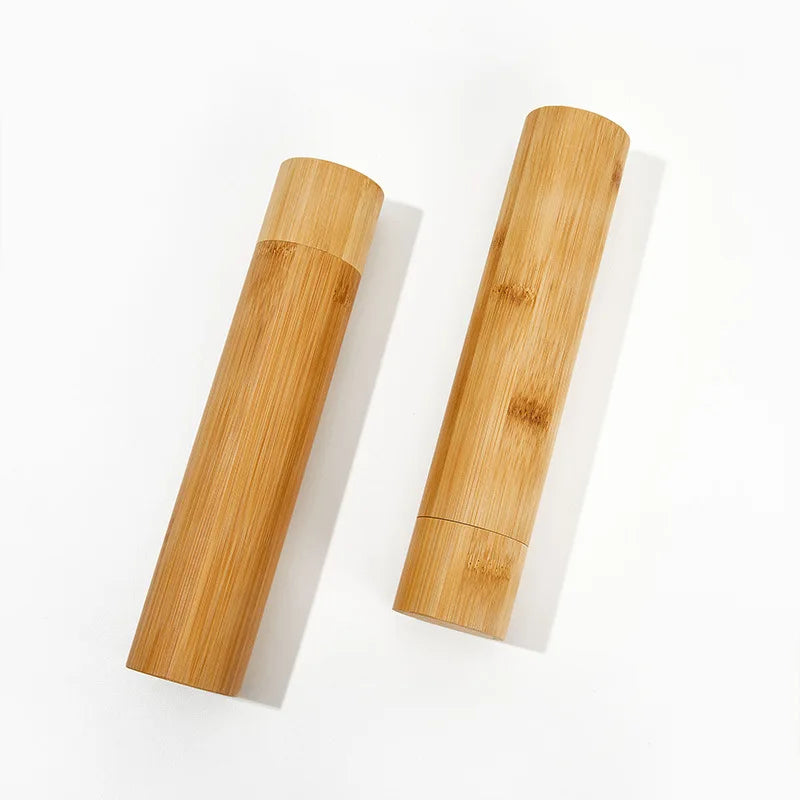 23cm Length Empty Bamboo Toothbrush Tube & Tea Bottle Eco-Friendly Toothbrush Case Travel Portable Tooth Brush Holder Box