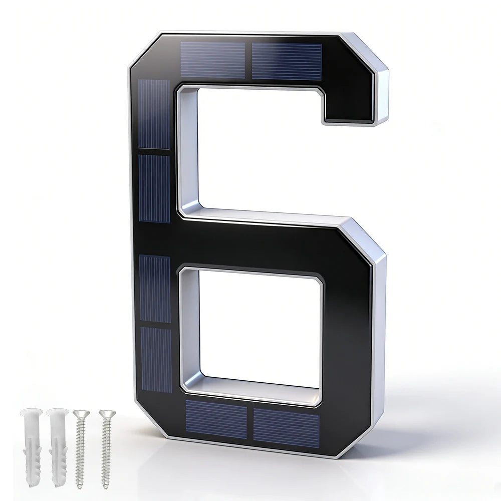 BORUiT Solar LED House Number Light Waterproof Outdoor Address Number Lamp Modern Home Garden Wall Decoration Lighting