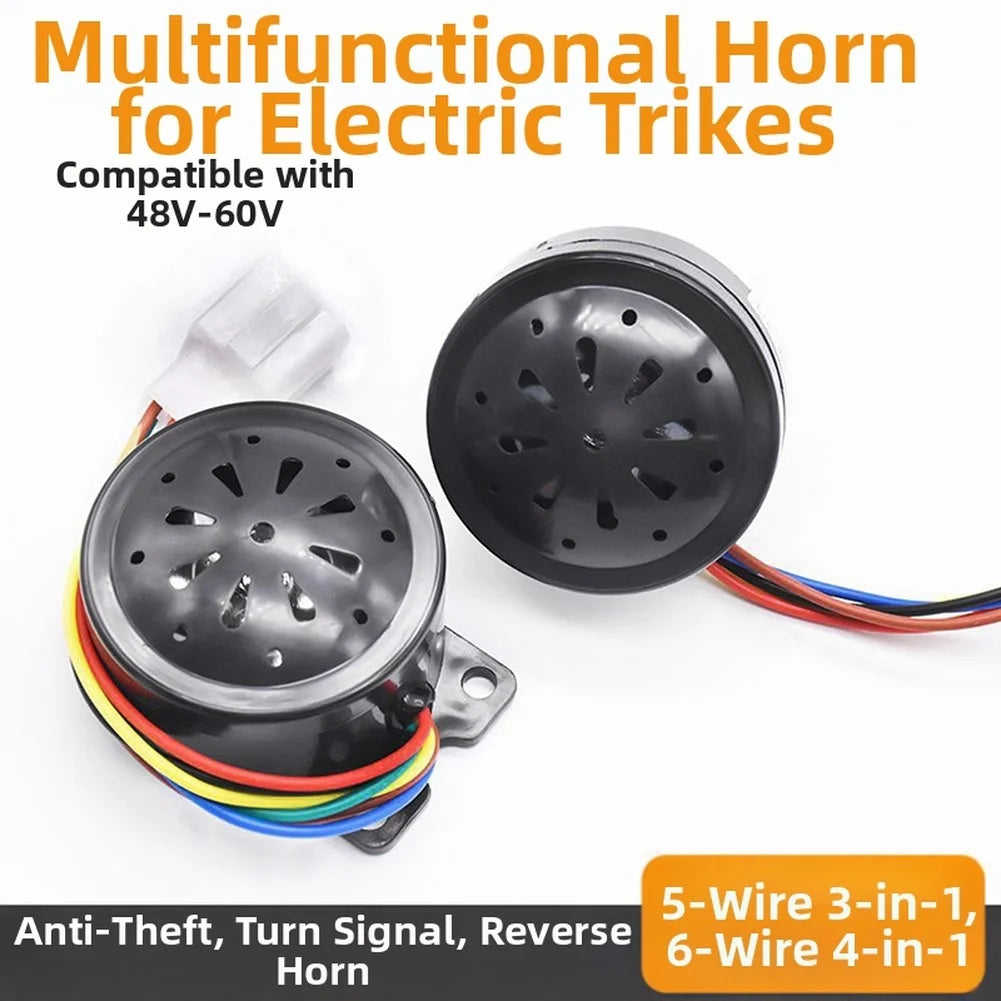 1 Pcs 48V 60V Electric Tricycle Buzzer Turn Signal Reverse FOR HORN 5 Wire 6 Wire Beeming Steering Reverse