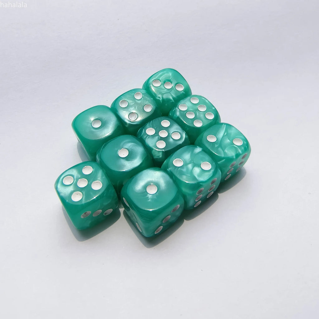 10PCS Set of 12mm Round Pearl Pattern Point Dice Digital Dice Set Rpg COC Dnd Board Game Running Group Entertainment Dice Dnd