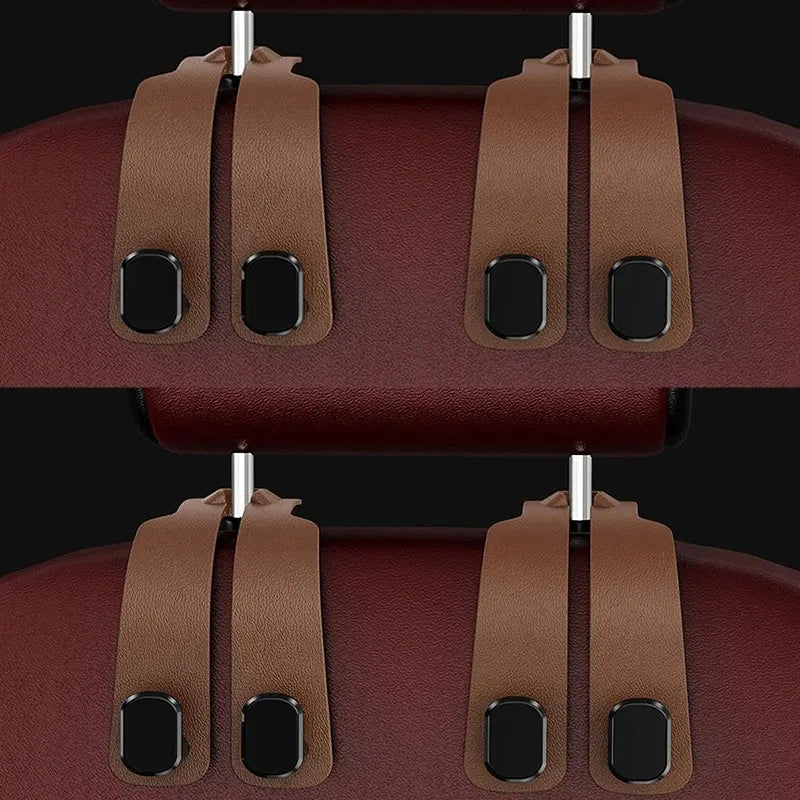 Fit for Headrest Hook Seatback Storage Rack Backpack Holder Multi-Functional Suede Double-Ended Hook - Universal