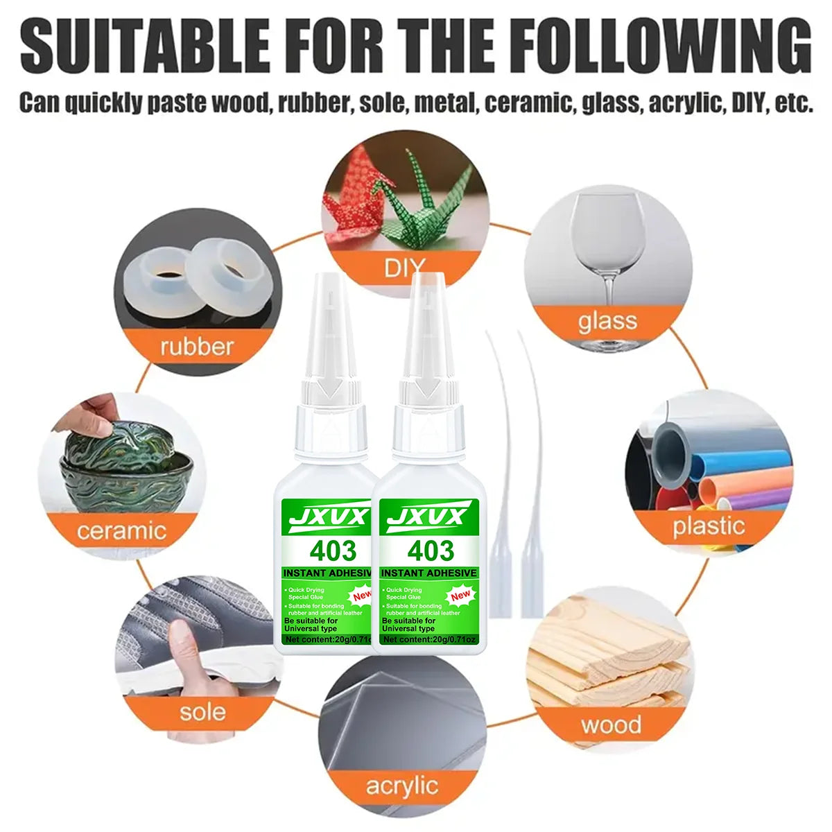 Super Glue All-Purpose Liquid 20g-Transparent fast-drying AC adhesive for metal, plastic, wood, ceramics, glass and DIY restoration, the strongest adhesive for metal and plastic, easy to use.
