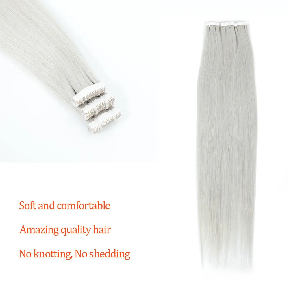 26" Straight Tape In Hair Extensions 20pcs 50 Grams Heat Resistant Fiber Colored Tape In Hair Double Sided Adhesives Hair