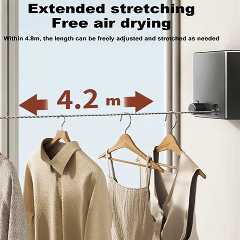 Invisible Clothesline Indoor Without Hole-Punching Shrinkage Wire Clothes Drying Artifact Bathroom Balcony Telescopic Hanging