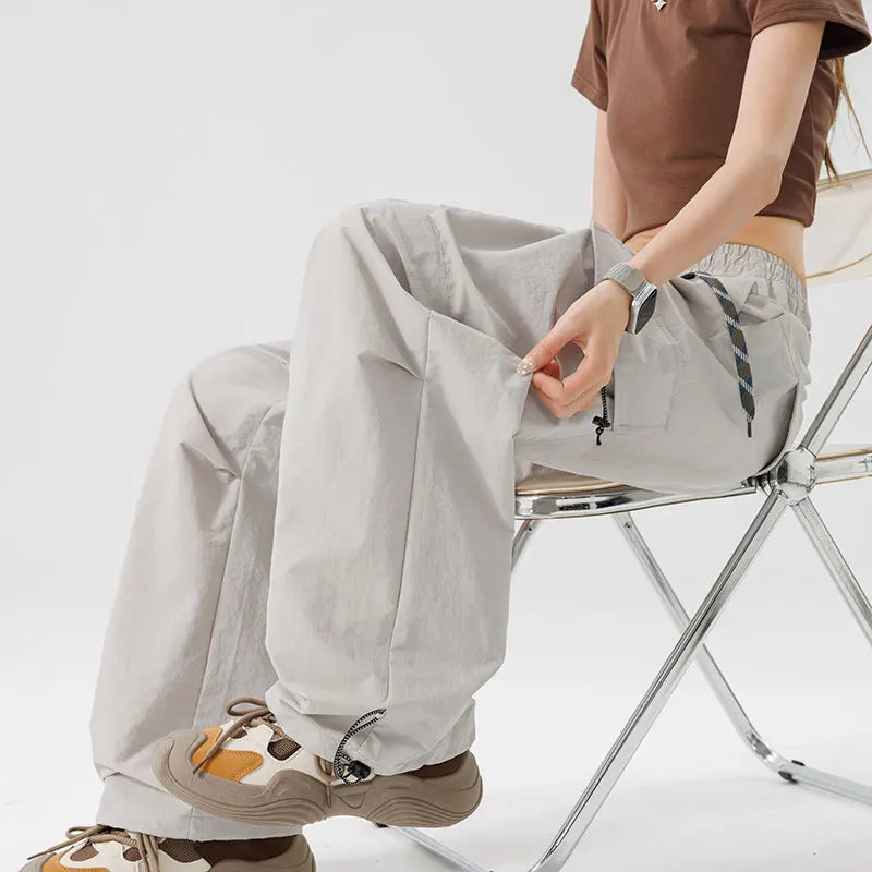 Women Hiking Pant Elastic Waist Trouser Adjustable Cuff Windproof Pant Men Outdoor Camping Pant Multiple Pockets Waterproof Pant