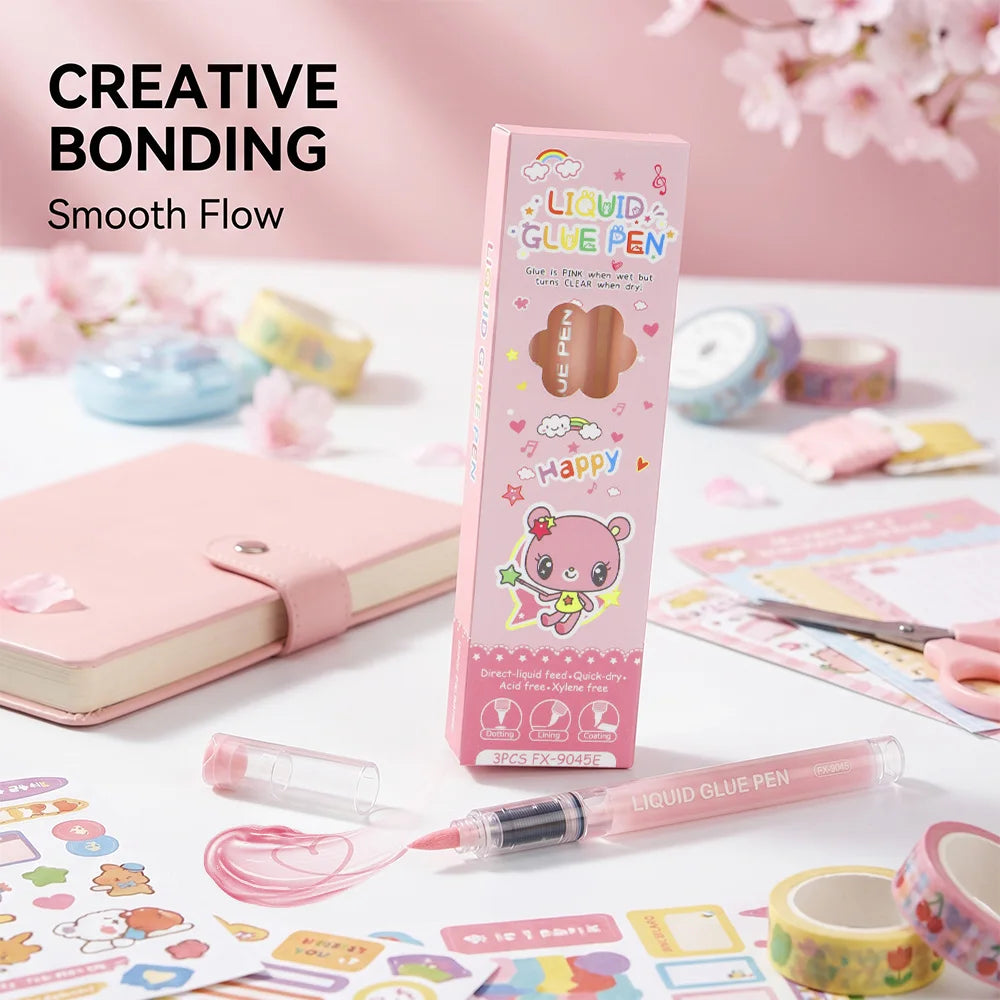 Cute Cartoon Liquid Glue Pen Quick Dry Invisible Fine Tip Adhesive Pen DIY Scrapbooking Craft Journal  Office School Stationery