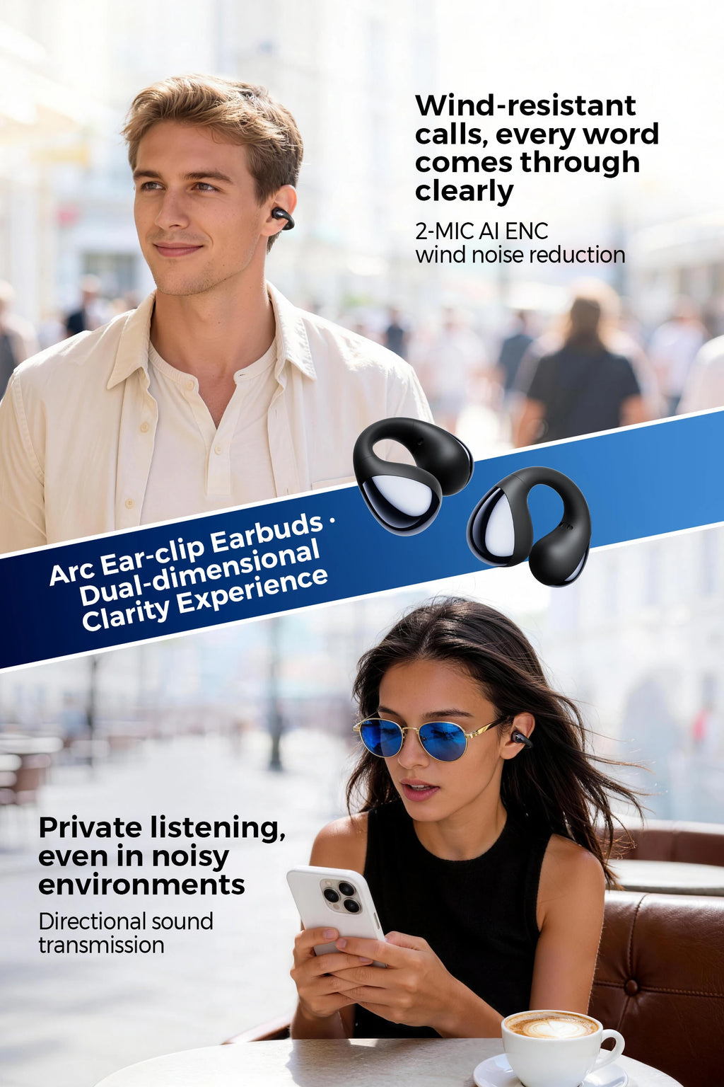 SoundPEATS Arc Open Ear Clip Bluetooth Headphones, VGP2026 Award Wireless Earbuds with 12mm Dual-Magnet Drivers, 48H Playtime