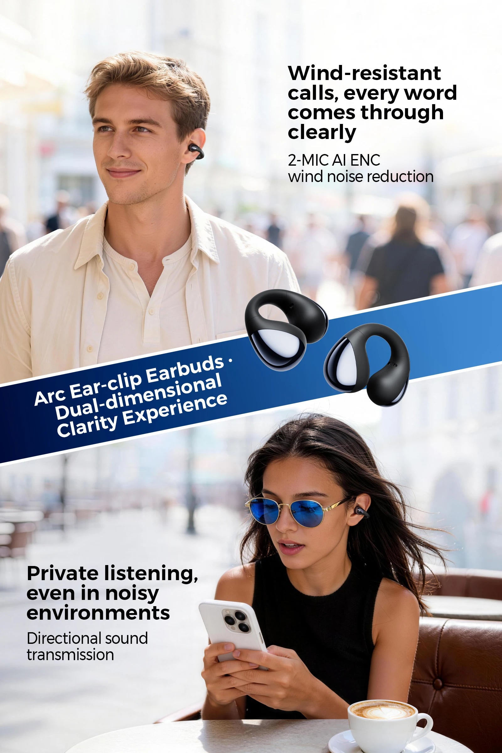 SoundPEATS Arc Open Ear Clip Bluetooth Headphones, VGP2026 Award Wireless Earbuds with 12mm Dual-Magnet Drivers, 48H Playtime