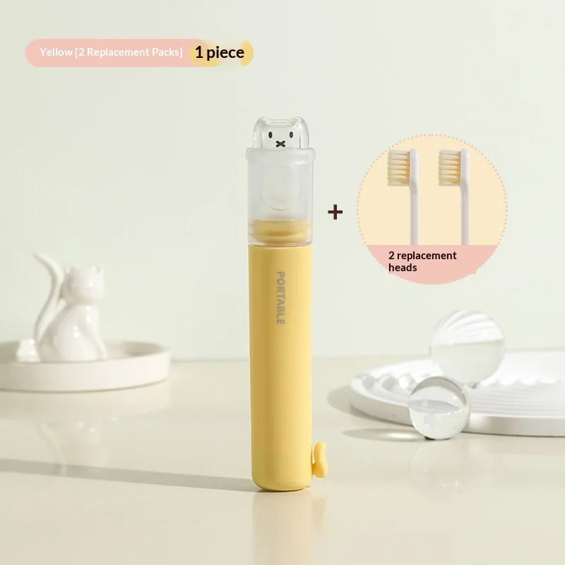 Portable Folding Toothbrush Set 2 In 1 Travel Toothpaste Storage Soft Bristle with Dust Cover for Business Trip Essential