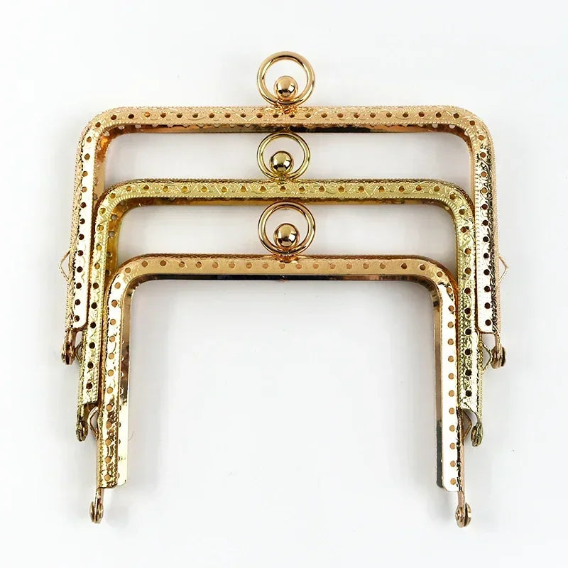 2/5Pcs Deepeel 11/12/13cm Embossed Metal Bag Handles Square Purse Frame Kiss Clasp wallet Brackets DIY Handmade Accessories