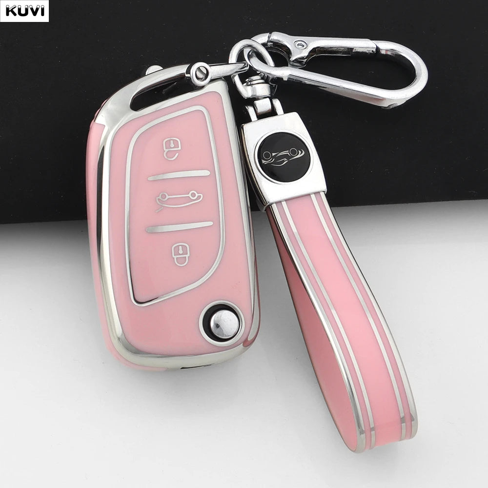 Fashion TPU Car Flip Key Case Cover Shell For Citroen C1 C2 C3 C4 C5 XSARA PICA For Peugeot 306 407 807 For DS DS3 DS4 DS5 DS6