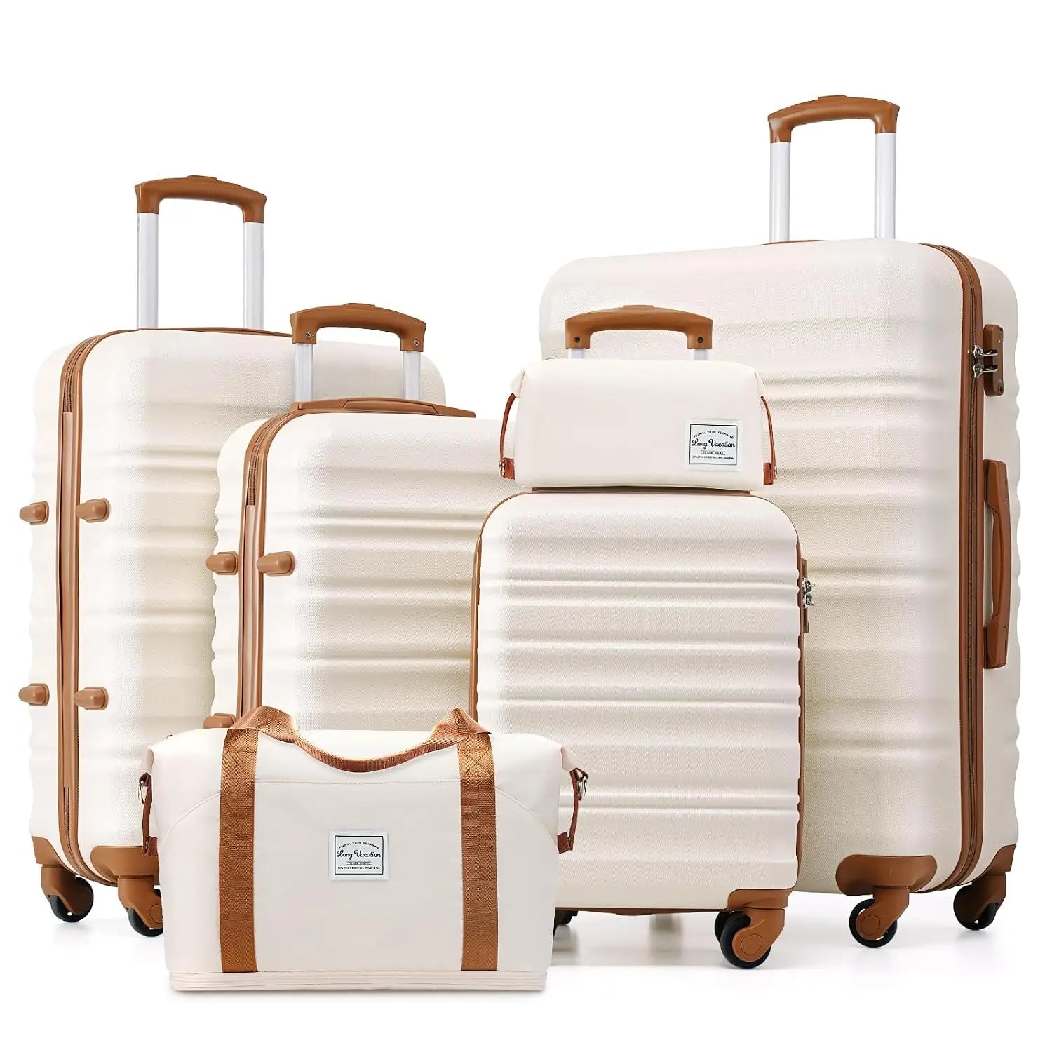 6 Piece Navy ABS Hardshell Carry On Luggage Set Spinner Wheels TSA Lock Travel Suitcase, Customized