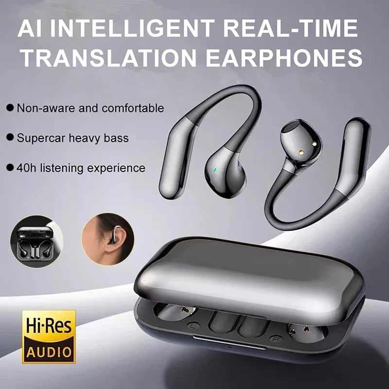 144 Languages Translator Earbuds Bluetooth-Compatible 5.4 Real Time Voice Translator Noise Cancelling Translation Earphones