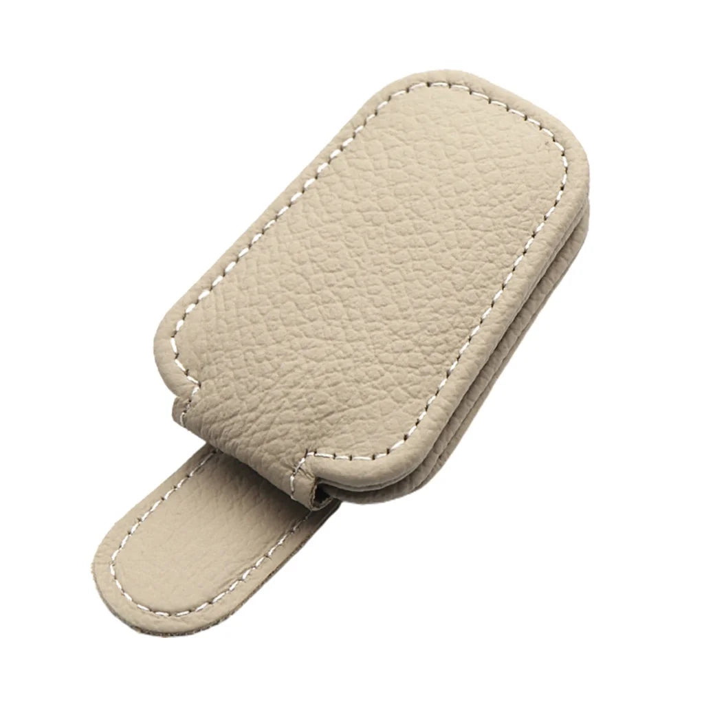 Car Sun Visor Glasses Clip Leather Car Sunglasses Holder Universal Eyeglasses Hanger Ticket Card Holder Car Interior Accessories