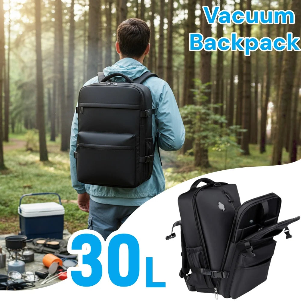 Large Capacity Vacuum Compression Backpack，30L Lightweight  Travel Backpack Water Resistant Laptop Bag for Outdoor Hiking