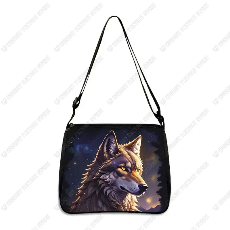 Howling Wolf Under The Moonlight Handbags Baby Wolf Messenger Bag Cool Howling Wolf Shoulder Bag Crossbody Bag Phone Holder