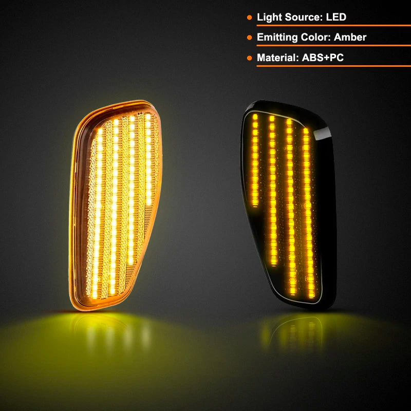 For Jeep Renegade 2015-2023 Clear & Smoked Lens Frotn Fender Amber Light LED Side Marker Lamp