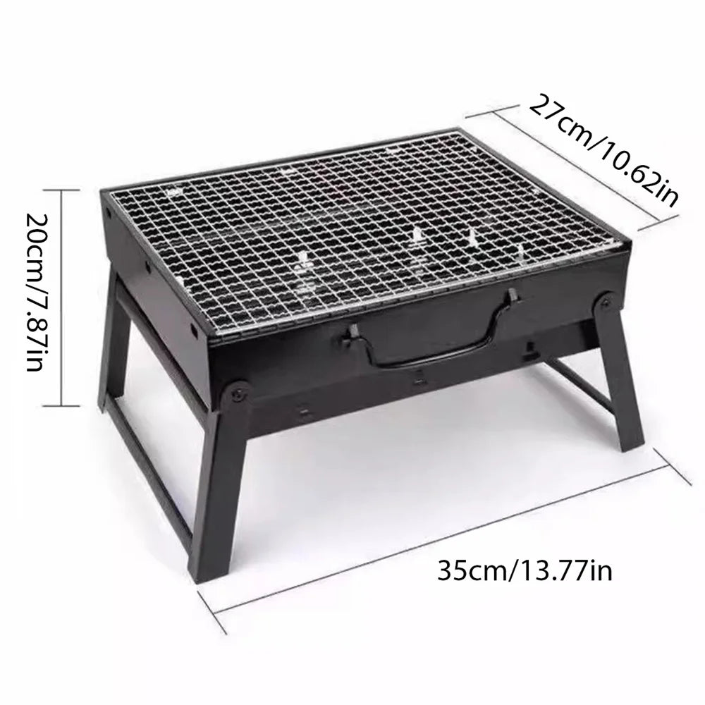 1Set Barbecue Charcoal Stove Portable Foldable Steel BBQ Grills  for Outdoor Grilling Cooking Camping Hiking Picnics Tailgating